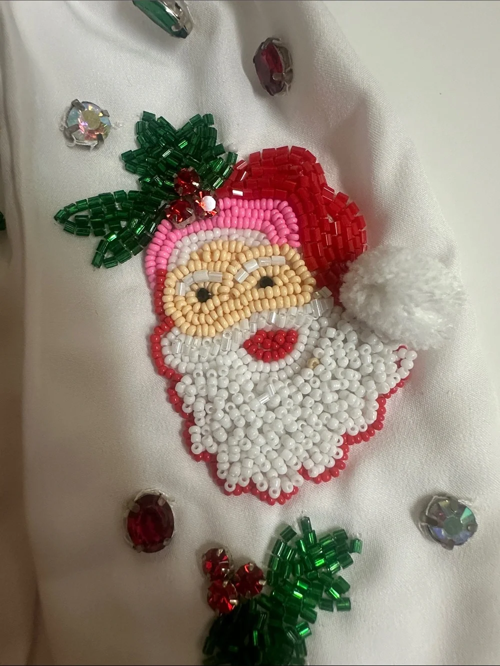 Holiday Santa Bow Hair Accessory - White with Multicolor Embellishments